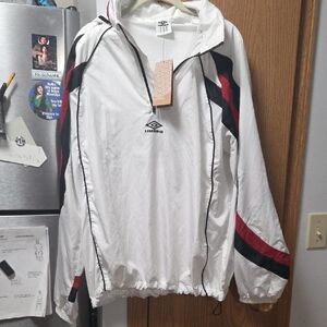 Umbro White Jacket with Black and Red Stripes